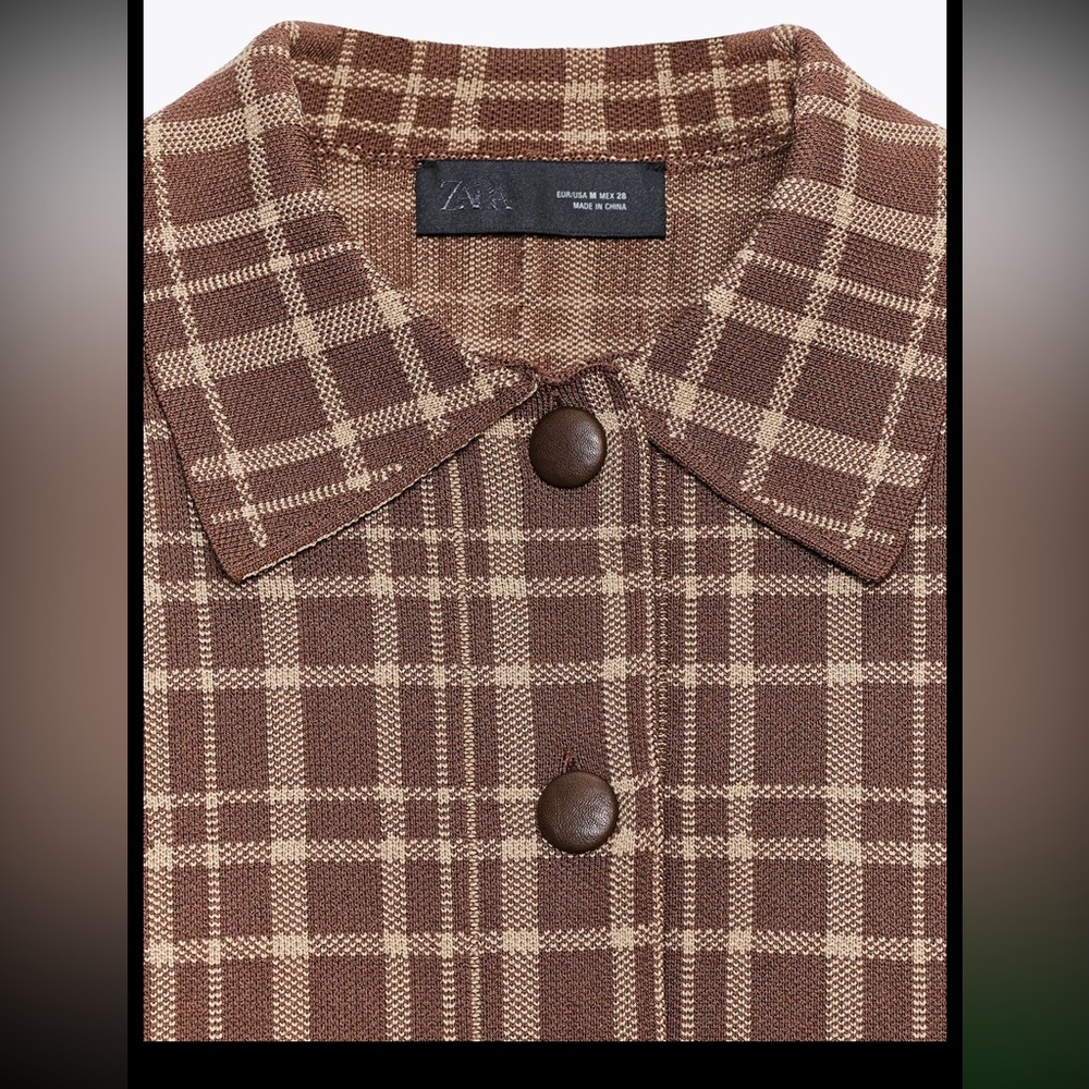 Plaid Brown Women's cardigan - Picture 4 of 6